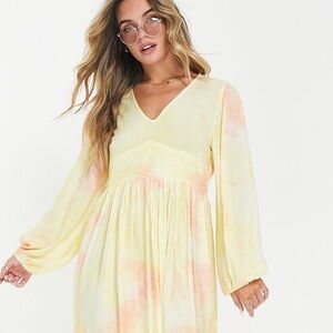 RAGA Yellow and Pink Tie-Dye Maxi Dress